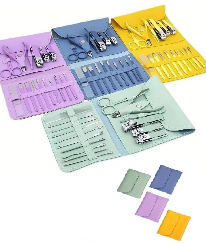 SmartGadgets 16 In 1 Manicure Pedicure Kit, Stainless Steel Professional Manicure Pedicure Kit For Women With Travel Case -Multicolour