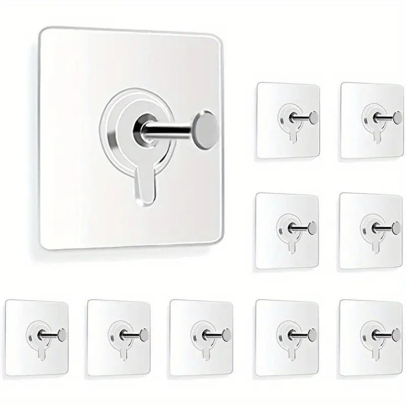 SmartGadgets 20 Pack Heavy Duty Self-Adhesive Silver Screw Hooks as Strong Wall Hanging Solutions Without Drilling for Kitchen and Bathroom Accessories (Screw Hook Hanger)