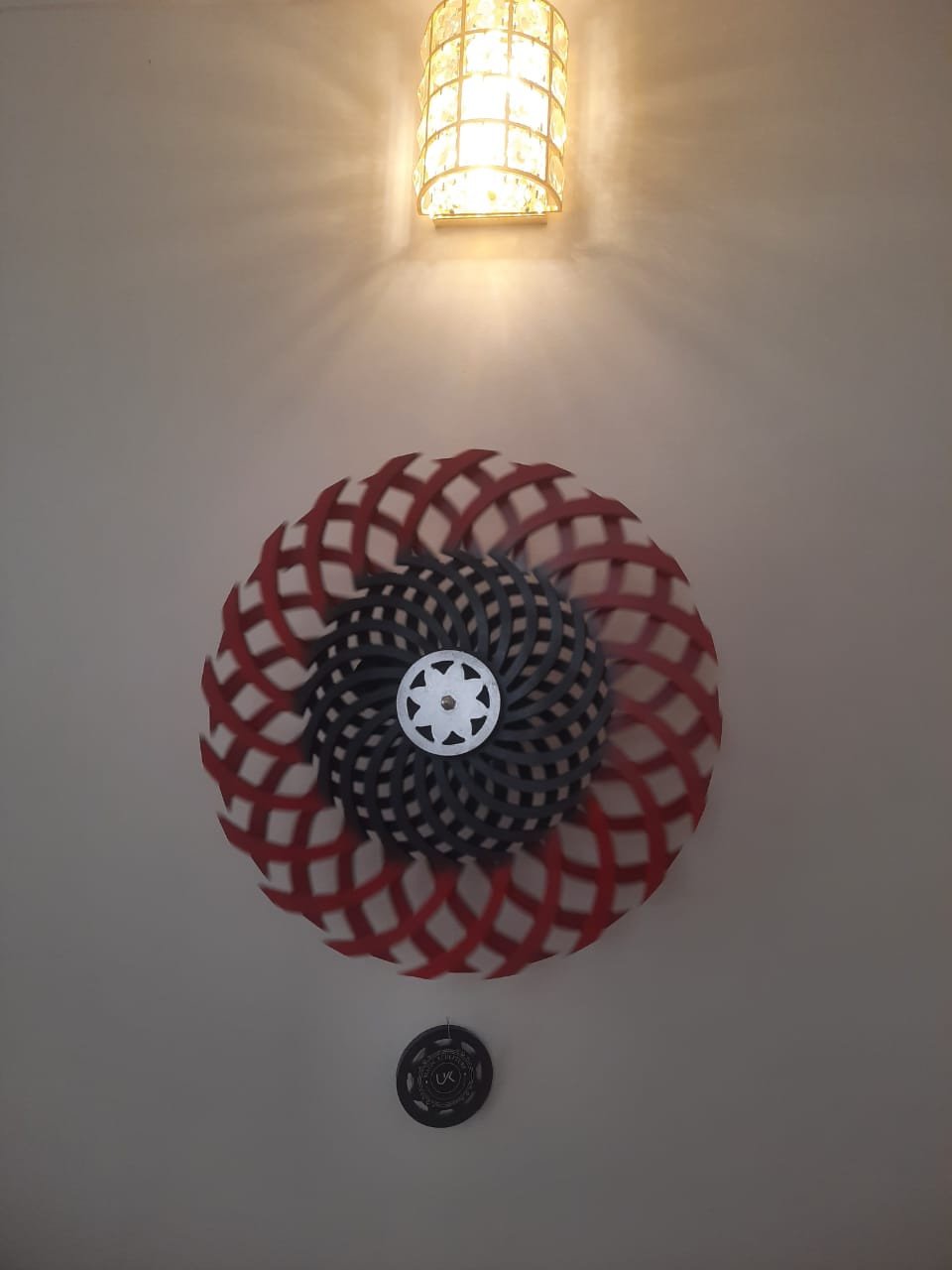 Handmade Attractive UK Magic Wheel (UK Magic Sculpture) - Wall Decor Spring Mechanism - Black & Red - (2 Feet x 2 Feet) | MDF Kinetic Sculpture | No Electricity, No Battery