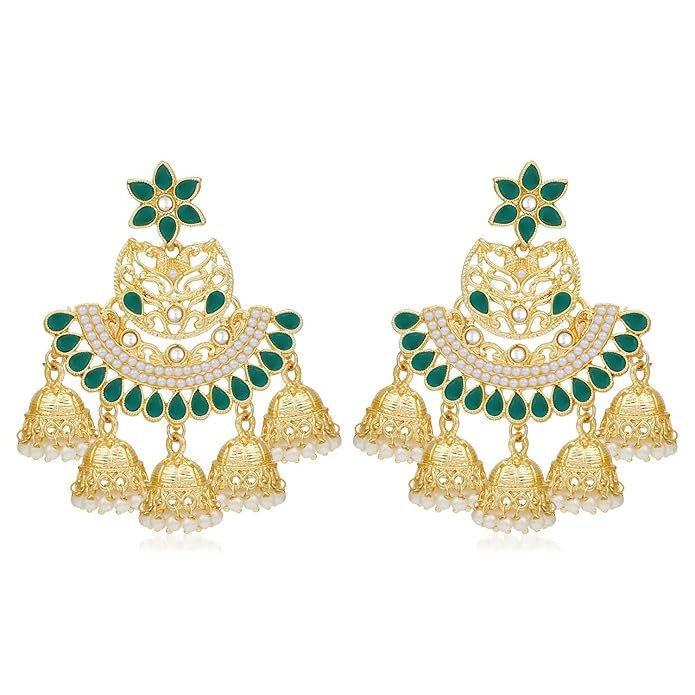 Exotic Pearl Gold Plated Floral Chandbali Earring For Women (SKR56861)