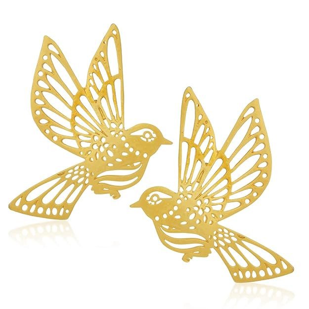 Sparkling Gold Plated Bird Stud Earring For Women.