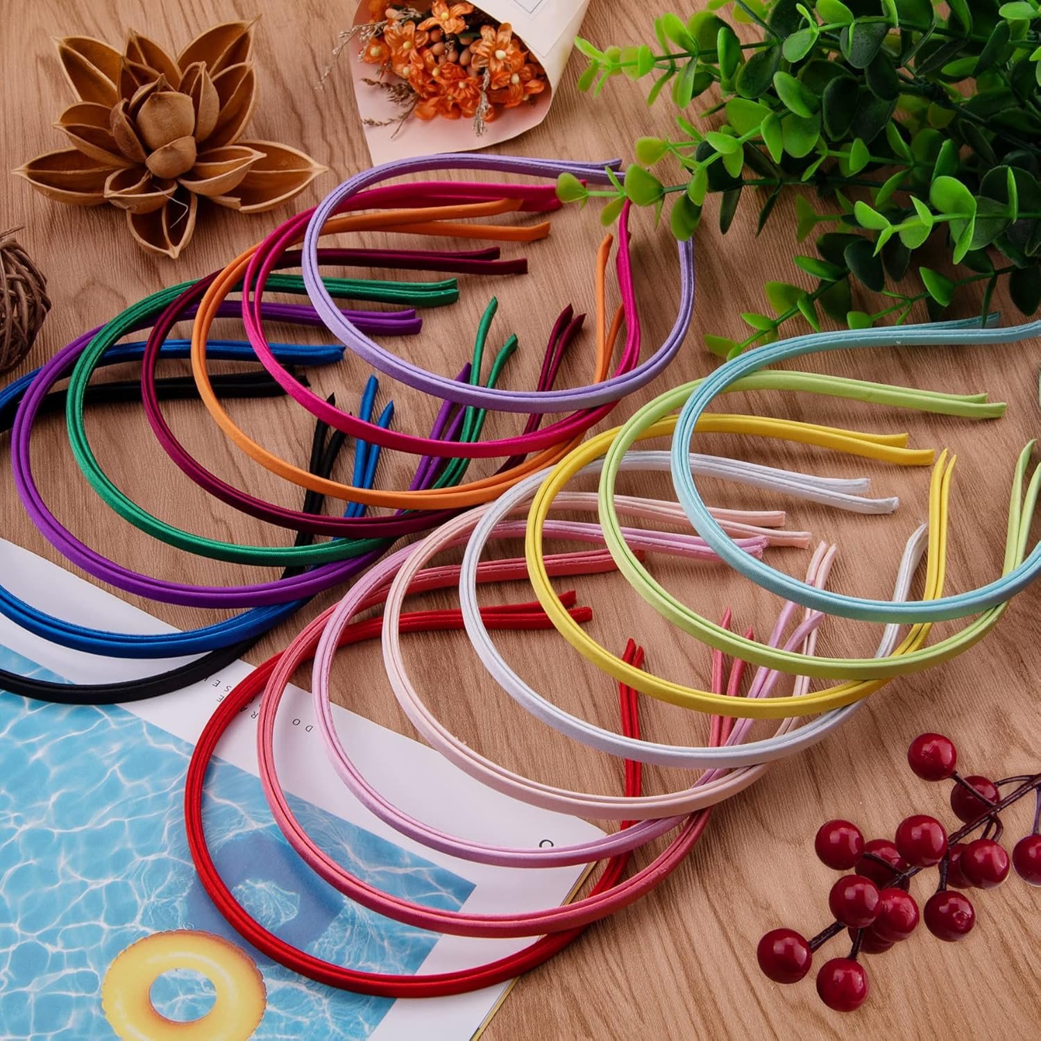 Satin Headbands  Satin Covered Hairbands Ribbon Hair Accessories for Women DIY Craft 25pcs