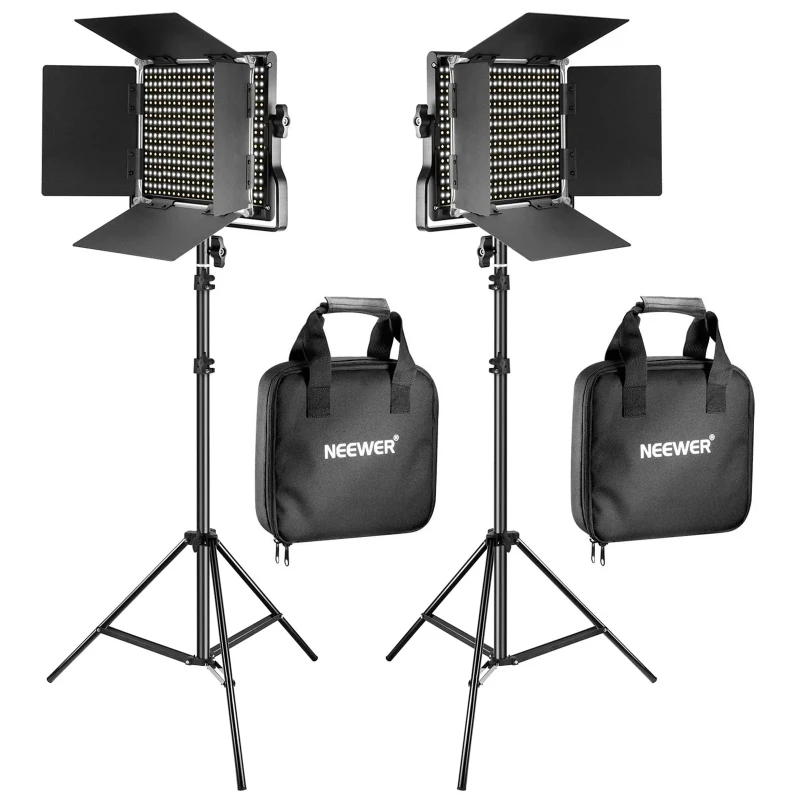 2 Pack Bi-Color 660 LED Video Light and Stand Kit (NL660)