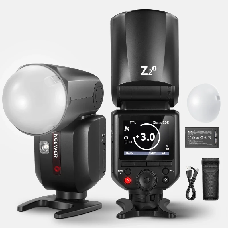 NEEWER Z2 3000mAh Battery TTL Round Head Flash Speedlite with Diffuser For Sony