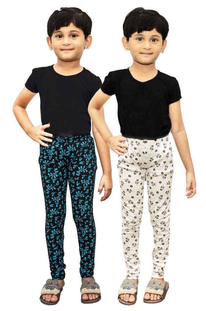 AFRA Stylish Pure Cotton Printed Leggings For Kid's (Combo 2 Pack