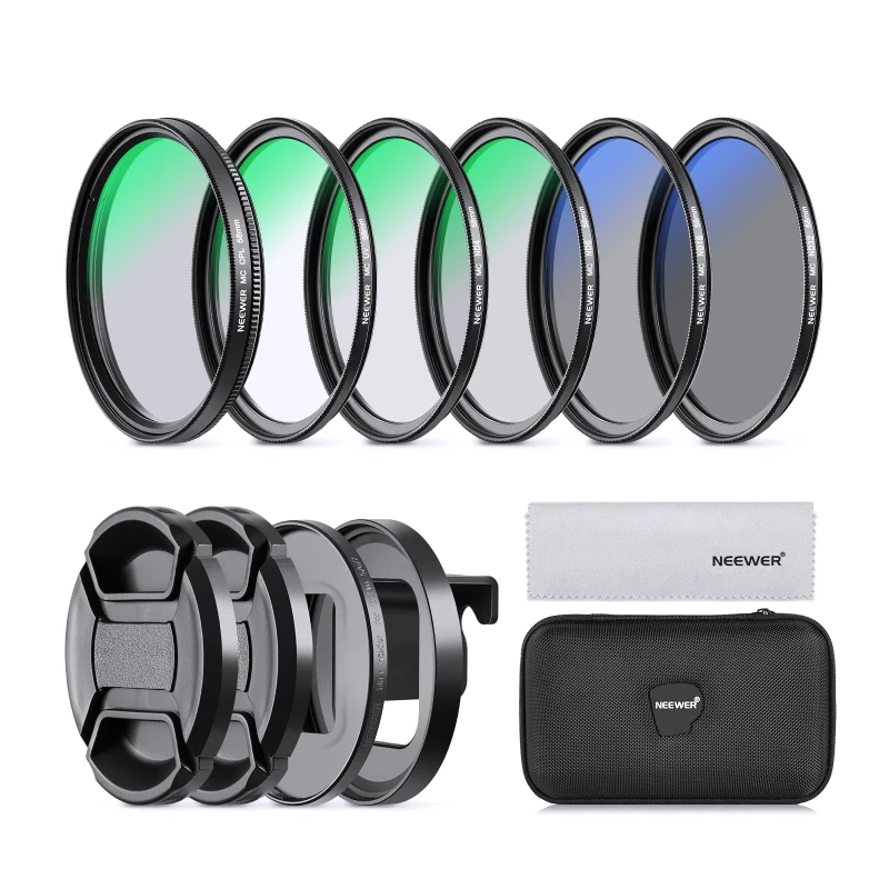 NEEWER 58mm Lens Filter Kit Compatible with GoPro Hero 8 7 6 5