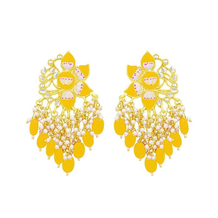 Classic Floral Gold Plated Meenakari Earring For Women (E101288)