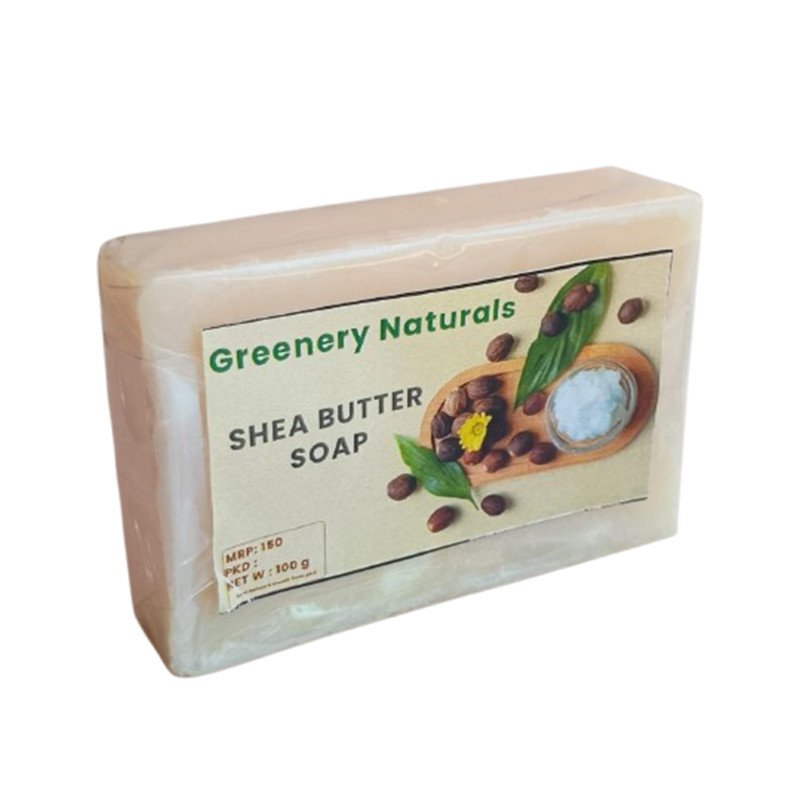 GREENERY NATURALS Premium Shea Butter Soap | Homemade Soap for Moisturizing & Hydrating Skin | Organic & Skincare Soap | Chemicals Free Soap-100g