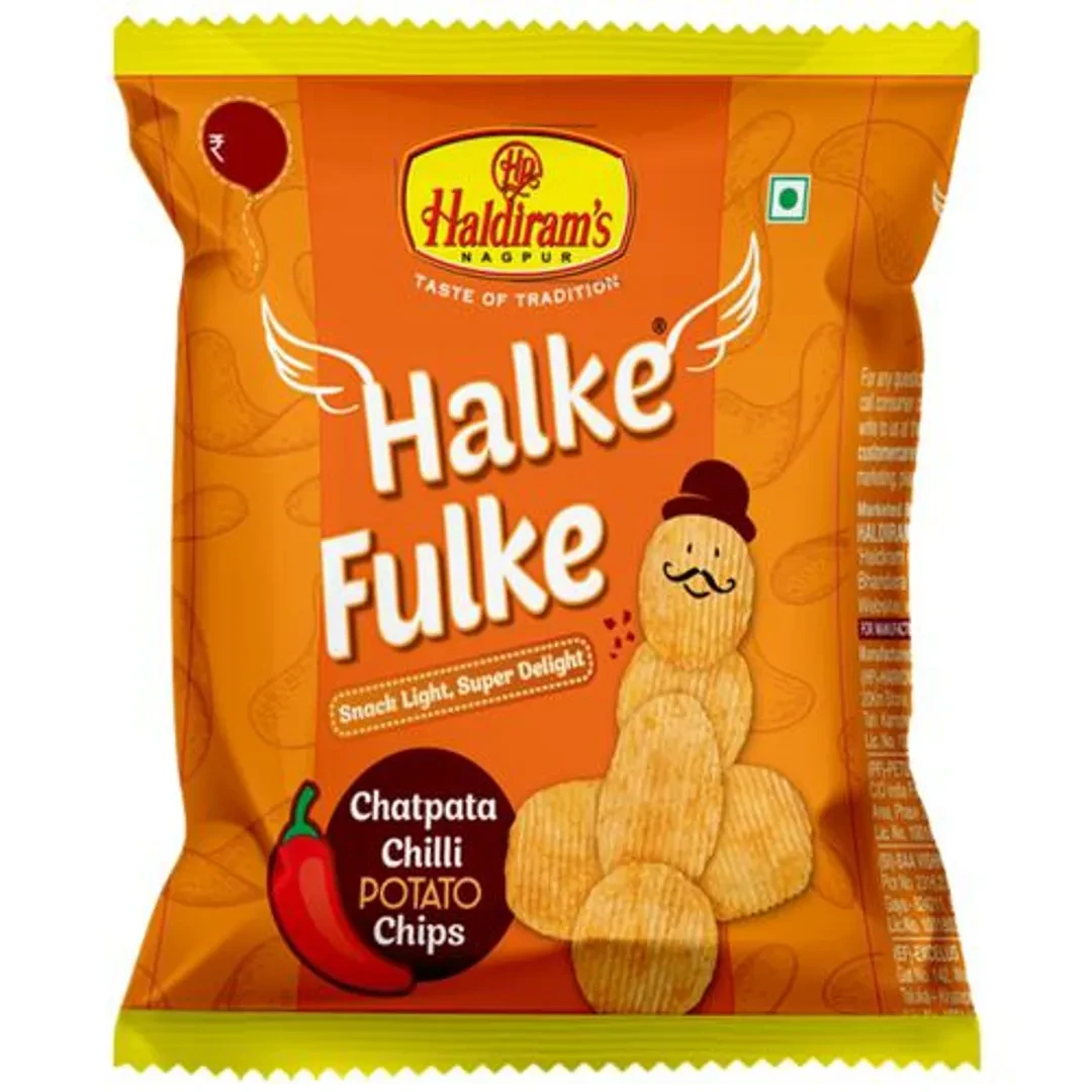 Ready To Eat Haldiram's Halke Fulke - Chatpat Chilli Potato Chips, Crunchy & Spicy - 35 g Pouch | Tasty Ready To Eat Snack