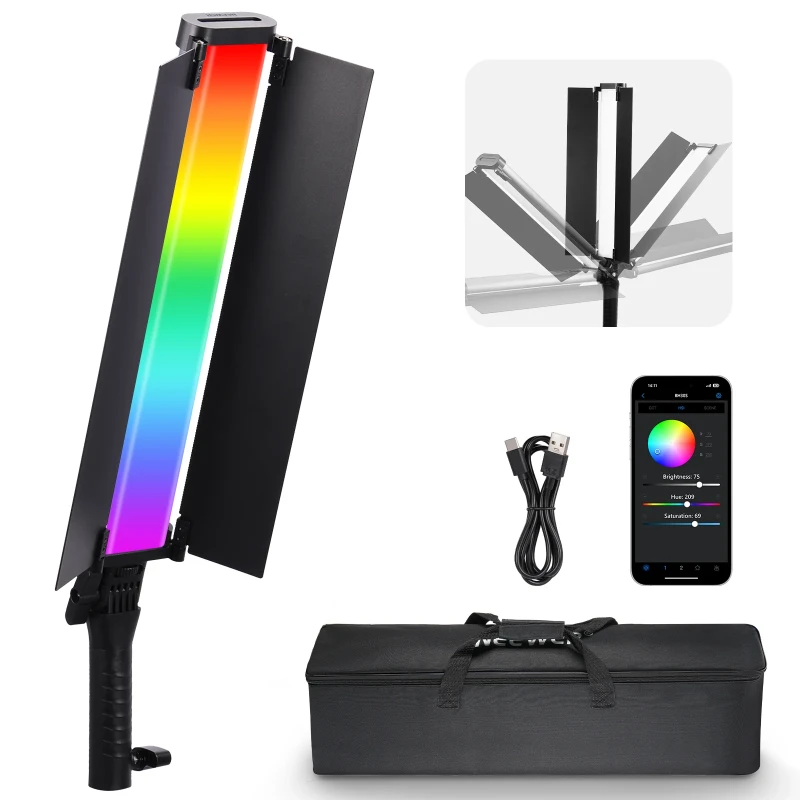 NEEWER RGB LED Tube Light Wand (BH30S) - Barndoor kit