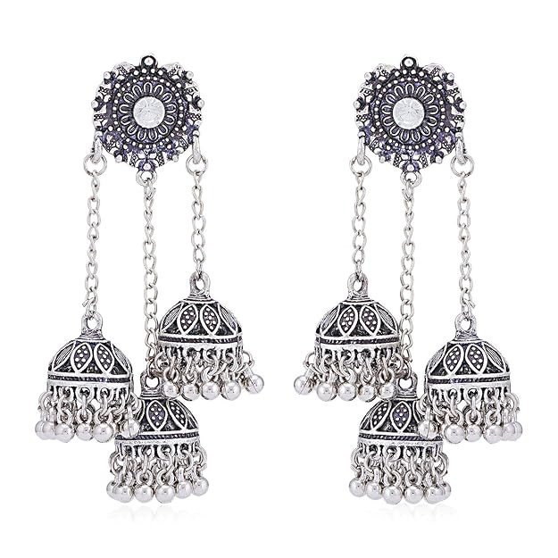 Alluring Oxidised Chandelier Earring for Women (SKR56751)