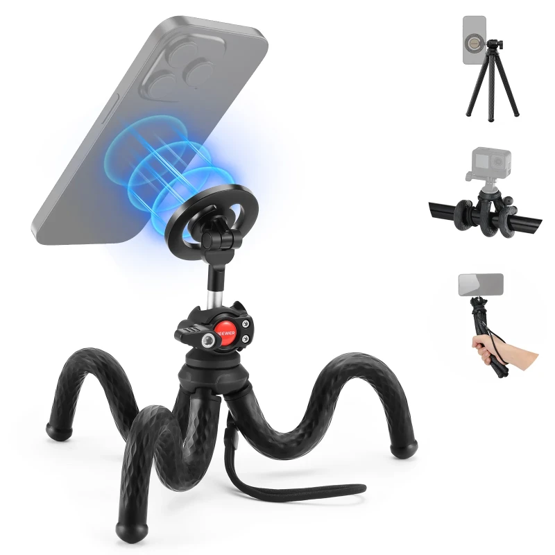 NEEWER Magnetic Flexible Phone Tripod with Ball Head & Metal Ring (TP33)