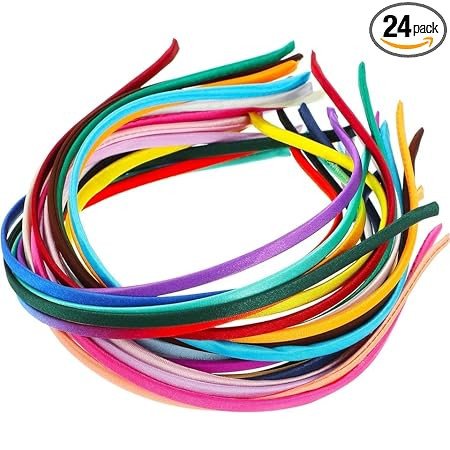 Pack Of 20pc Multicolor Metal Fabric Cover Hair Band Headbands For Making DIY Hair Accessories