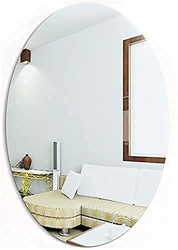 SmartGadgets Oval Shape Mirror Sticker for Wall on Tiles Bathroom Bedroom Living Room Unbreakable Plastic 20 * 30 cm