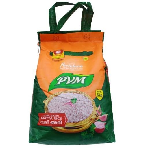 Kerala Natural Organic Pavizham (PVM) Brown Rice - 5 kg (കേരള മട്ട അരി) | Pavizham Vadi Matta | പവിഴം വടി മട്ട | Matta Rice Pavizham Long Grain (Delivery 24 Hours in Hyderabad)