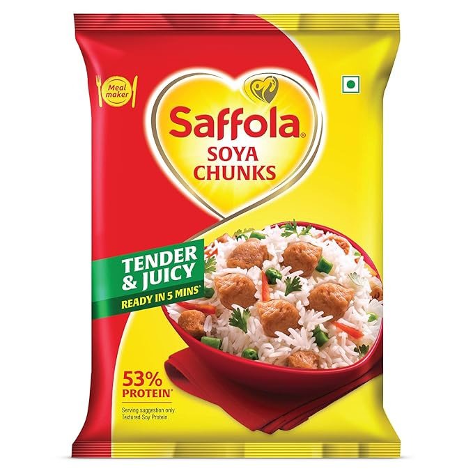 Saffola Soya Chunks,Tender & Juicy,53% Protein,400 Grams