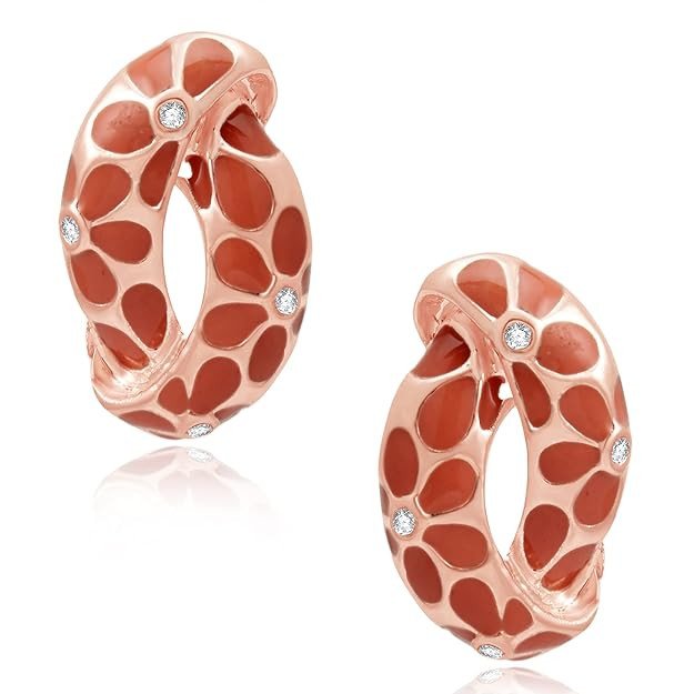 Dazzling Rose Gold Plated Twisted Stud Earring For Women (E100635), Red