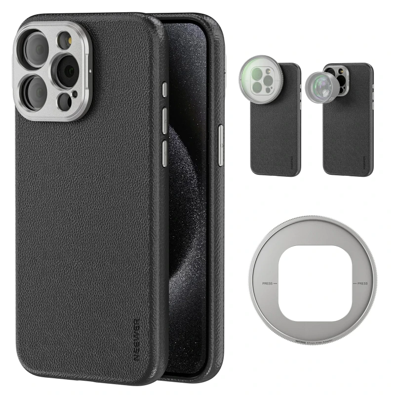 NEEWER PA053/PA054 Case for iPhone 15 Pro Max with 17mm/67mm Adapters - Gray&Black