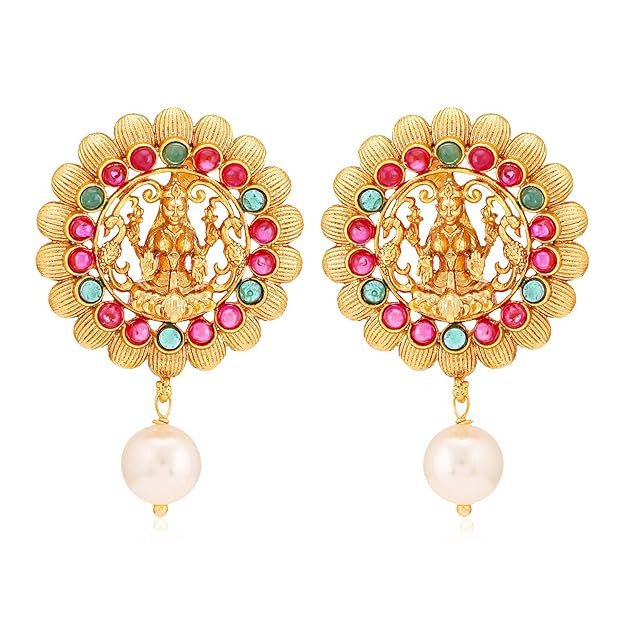 Sober Gold Plated Goddess Laxmi Earring for Women (SKR56796)