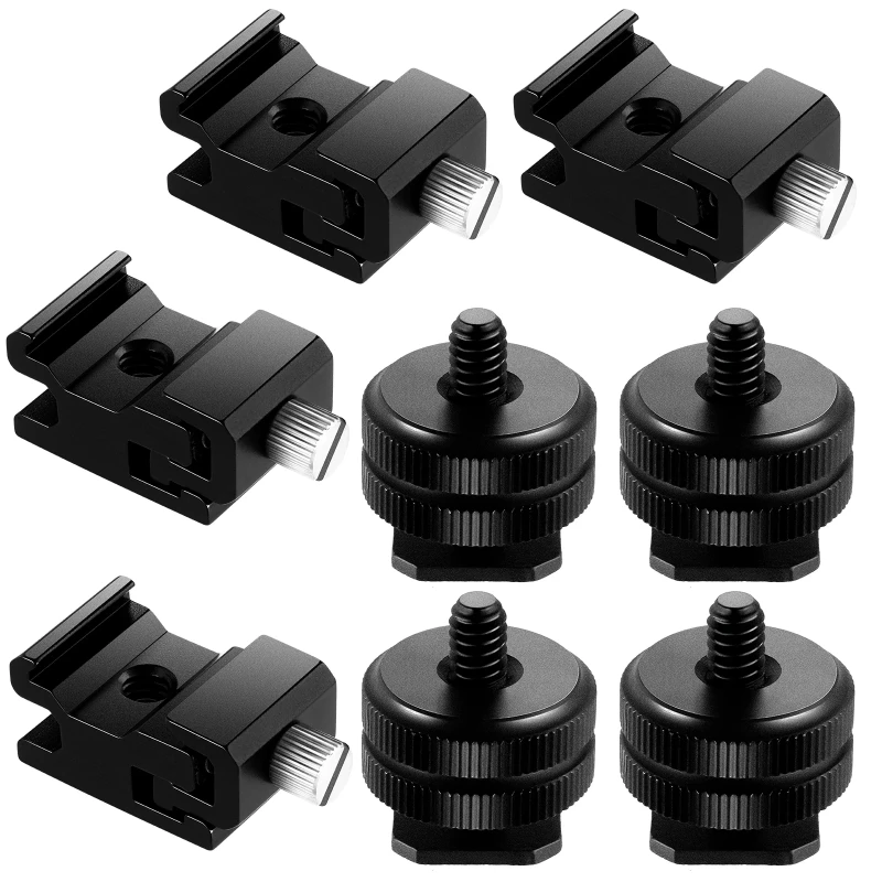 NEEWER 8 PCs 1/4” Cold Shoe Mount and Flash Stand Adapter Set