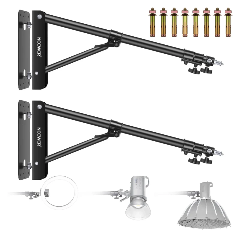 NEEWER 2 Pack 130cm Triangle Wall Mounting Boom Arm