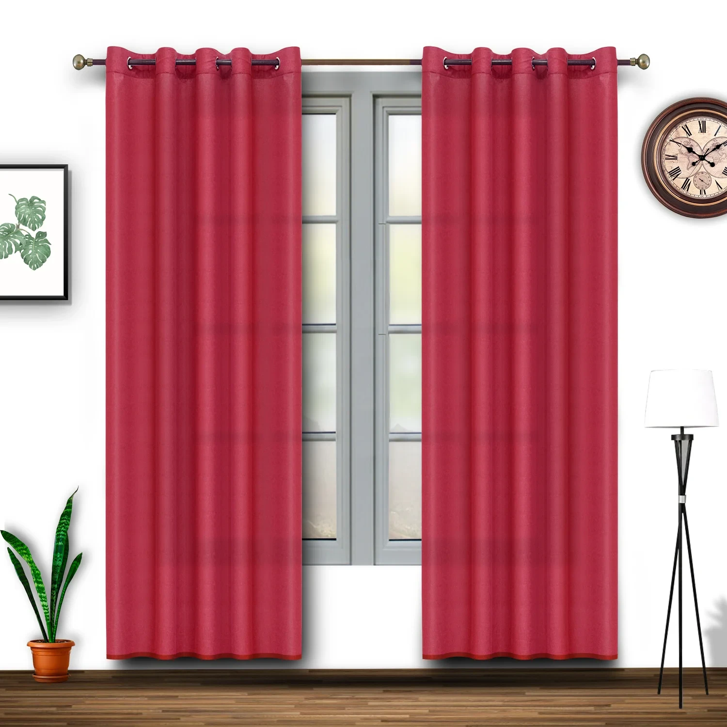 GONATURS Cotton Linen Solid Sheer Curtain Set with Eyelet Rings Non Blackout Set of 2,Long Door Curtain