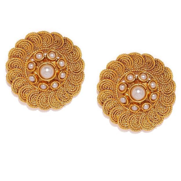 Pleasing Gold Plated Jalebi Stud Earring for Women.