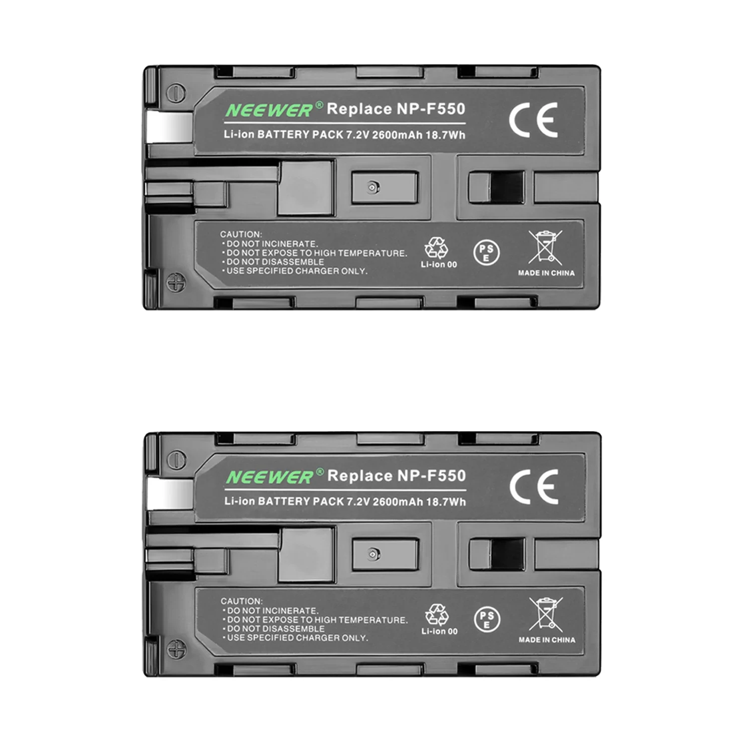 2-Pack 2600mAh Sony NP-F550/570/530 Replacement Battery