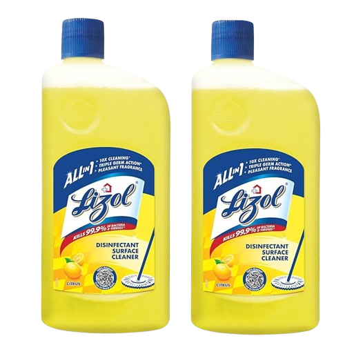 Lizol Disinfectant Surface & Floor Cleaner Liquid (Citrus) - 625 ml (Pack of 2) | Suitable for All Floor Cleaner Mops | Kills 99.9% Germs