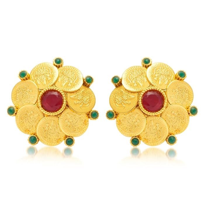 Gorgeous Gold Plated Temple Jewellery Stud Earring For Women (6058EGLDPL500-AMZ)