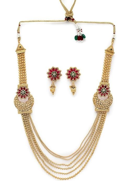 Sukkhi Untamed Gold Plated Rani Haar Long Multistring Necklace Set And Earring | Jewellery Set For Women (NS105737)