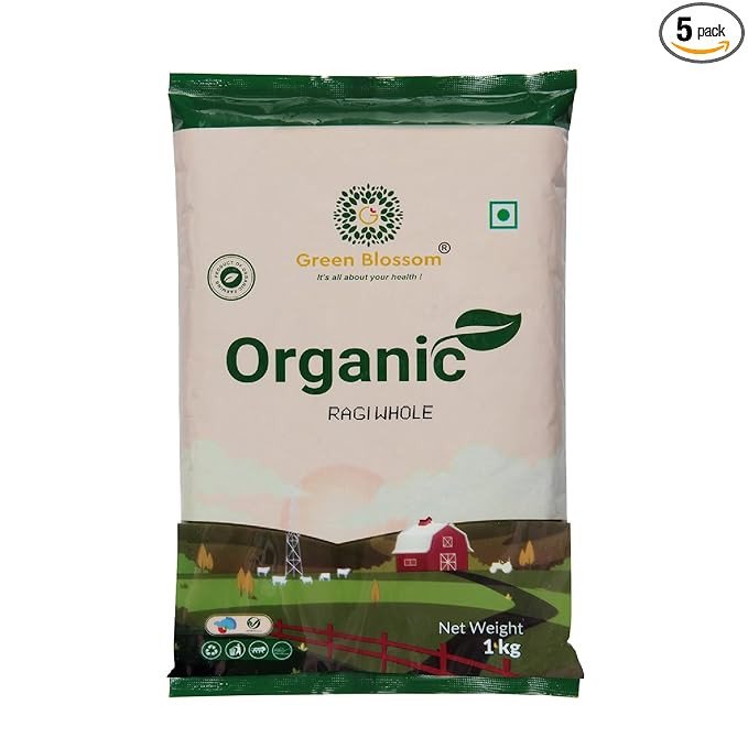 Green Blossom Natural & Organic Finger Millet Whole (Ragi Whole) - 1 KG | Kelvaragu | Nachni | Ragulu | Aariyam| Maduva | Panji Pullu | Sabut Nachni Ragulu Kezhvaragu Mandua