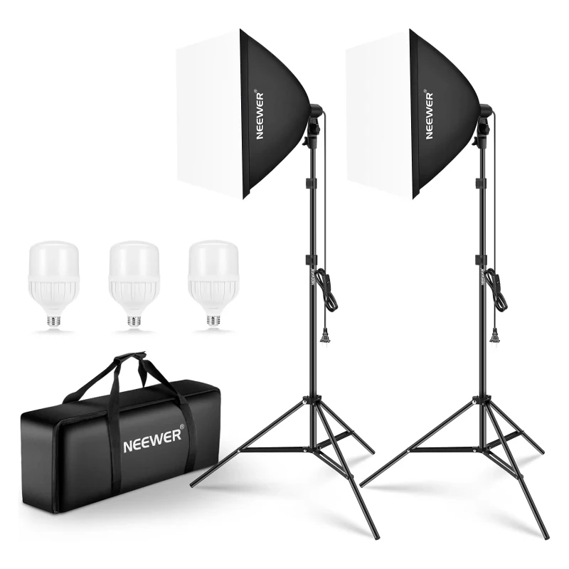 NEEWER NK200 24x24"/60x60CM 700W Photography Softbox Kit - Light Kit with 3Pack Bulbs