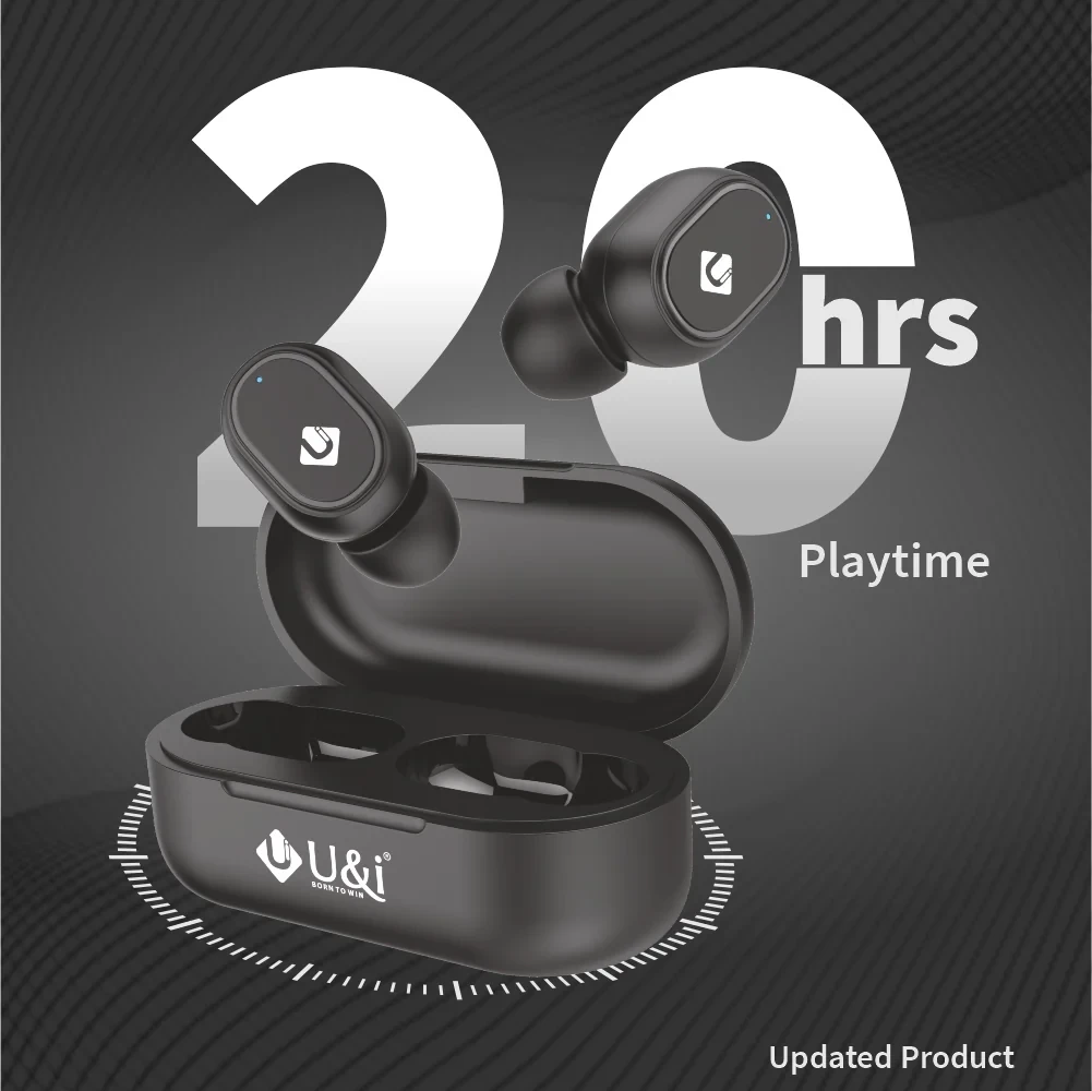 U&i My Dots Series True Wireless Earbuds with 20 Hours Battery Backup and Mic Bluetooth Headset (Black, True Wireless)