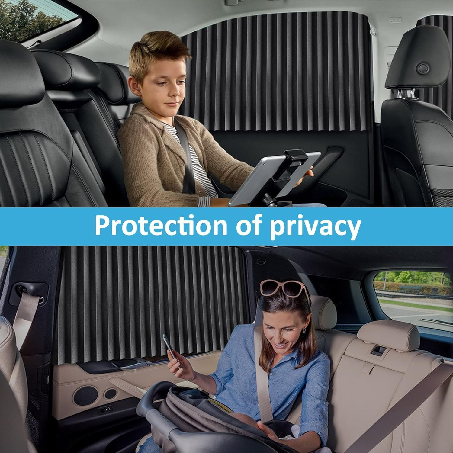 SmartGadgets 4pcs Universal Magnetic Car Side Window Curtains – Foldable Sunshade Privacy Screen with Pleated Design, Removable and Heat-Blocking