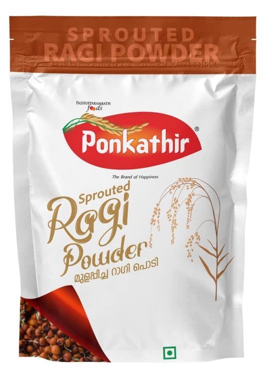 Kerala Ponkathir Sprouted Ragi Powder - 400g (മുളപ്പിച്ച റാഗി പൊടി) | 100% Natural Sprouted Finger Millet Flour | Kelvaragu Flour | Rich in Calcium & Protein (Delivery 24 hours in Hyderabad)