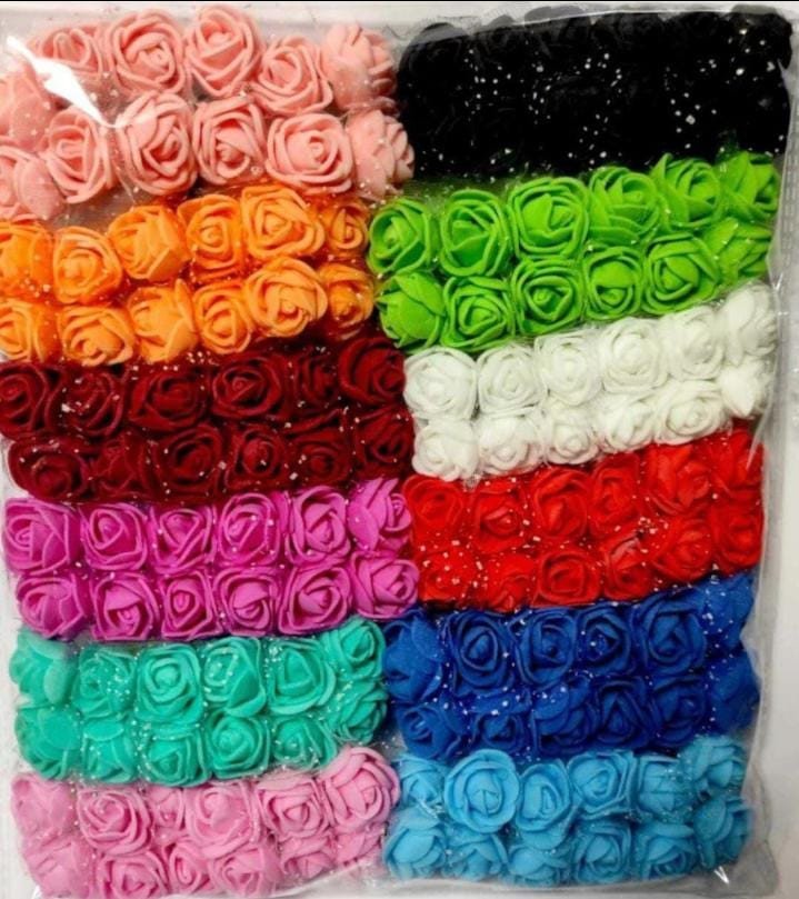 Foam Artificial Roses DIY Wedding Flowers Accessories Make Bridal Hairclip,Headbands, Party Baby Shower Home Decorate Flower (Pack Of 12 Multicolors)