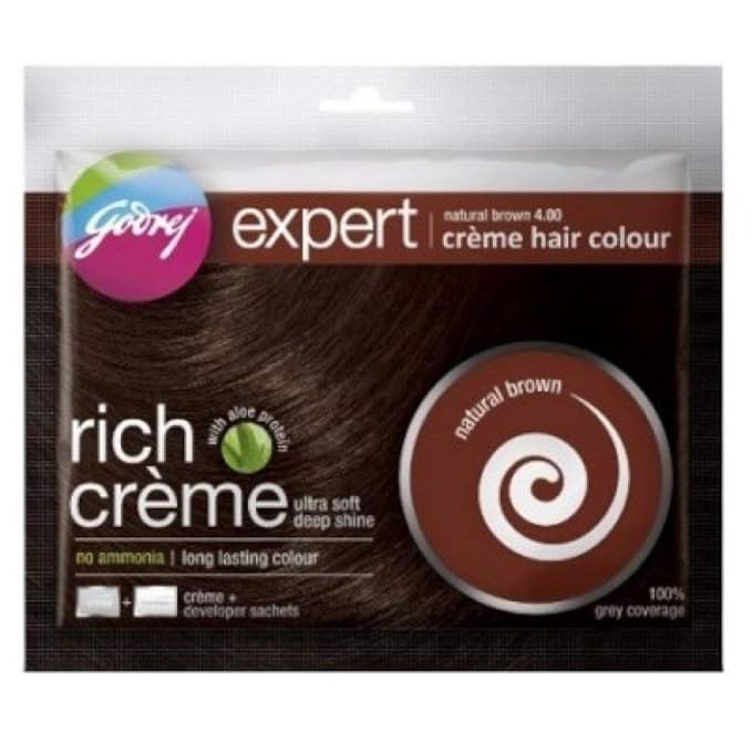 Godrej Ezee Rich Crème Hair Colour - 200g  (Pack of 4) | Natural Brown 4.00 | Long Lasting Hair Colour