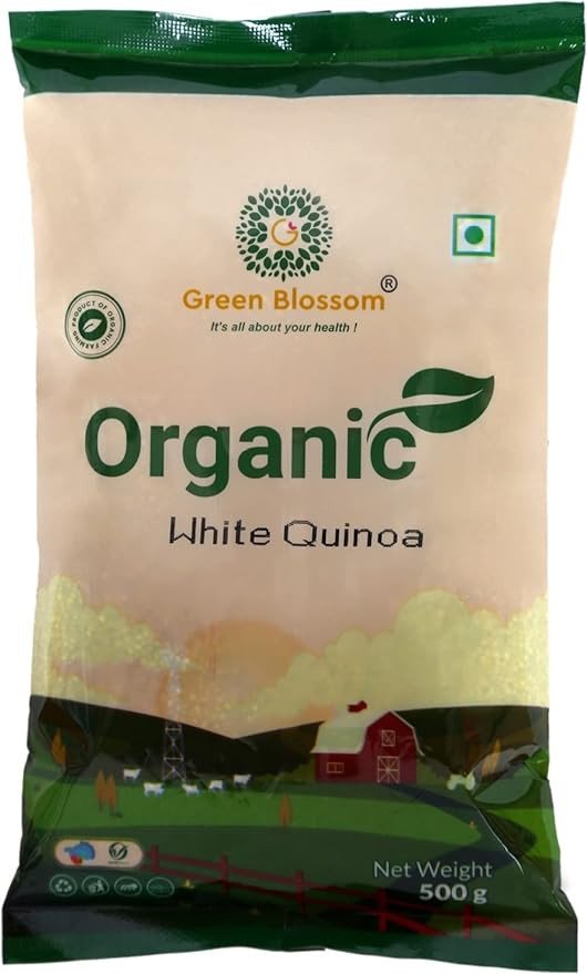 Green Blossom Natural Organic White Quinoa - 500 g | Gluten Free | Diet Food for Weight Loss Quinoa | High Protein | Fibre Rich Healthy Diet