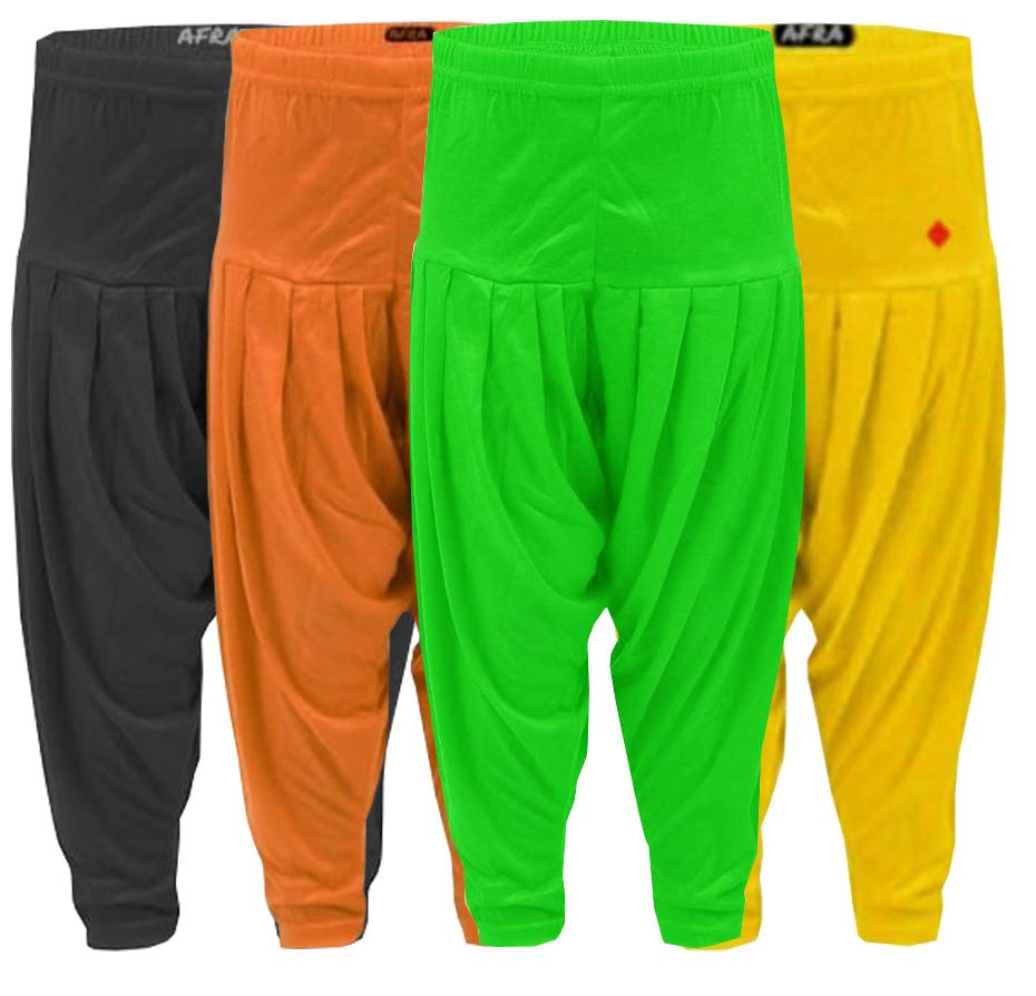 AFRA Garments Kid's Attractive Viscose Plain Patiala Pants (Combo-Pack of 4) - Multi-coloured | Dhoti | Patiala Pants (4 in 1)