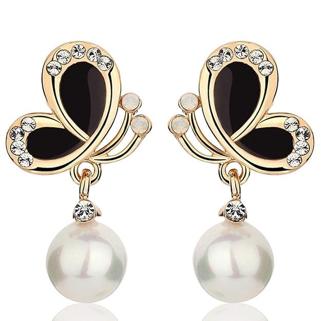 Trendy Gold Plated Pearl Dangle Earring for Women.