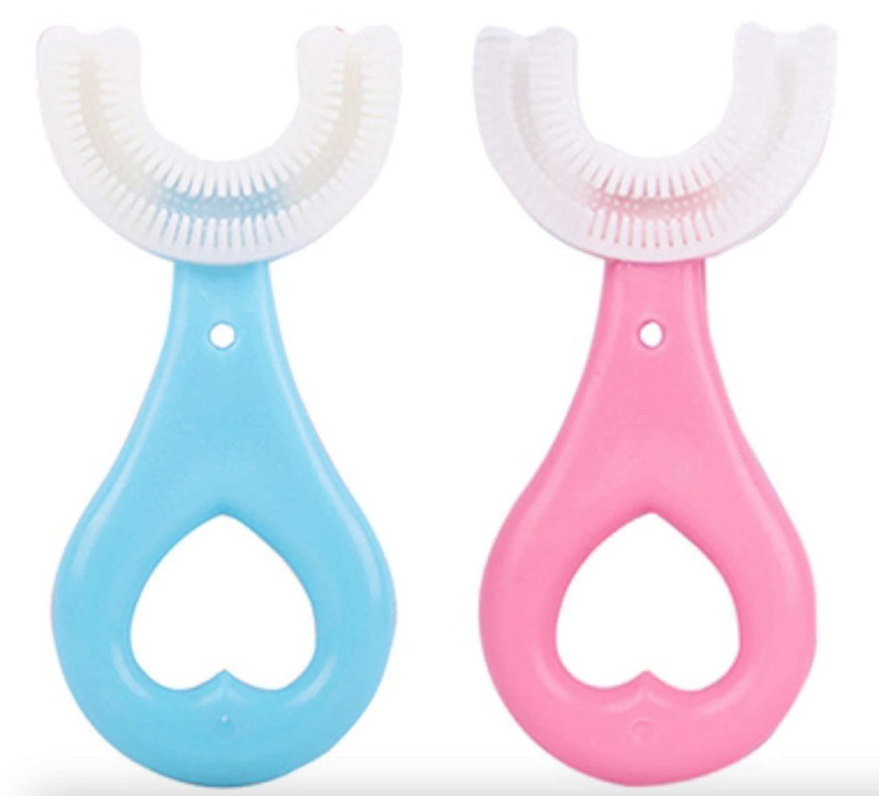 SmartGadgets Toothbrush for Kids with U Shaped Silicone Brush Head for 360 Degree Cleaning Suitable For 2-6 Years, Manual, Heart Design, Multicolor(Pack Of 2)
