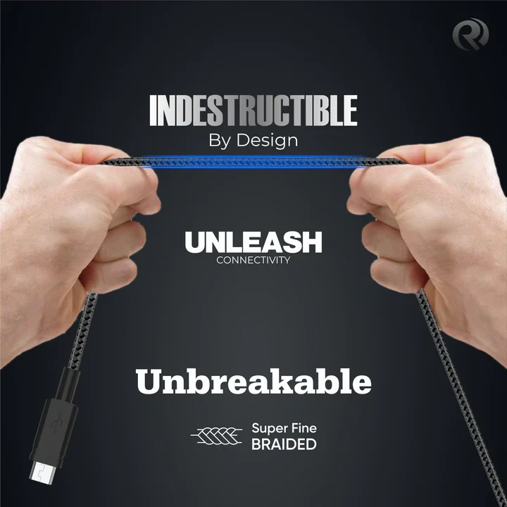 Robotek DC-208 Micro USB V8 15Watt Unbreakable Braided Cable