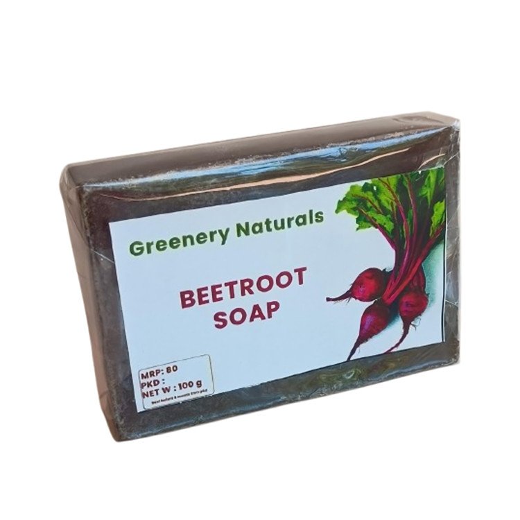 GREENERY NATURALS Homemade organic Beetroot Soap | Unisex Bathing Bar | Premium Soap for Glowing and Healthy Skin | Handmade Natural Product 100g