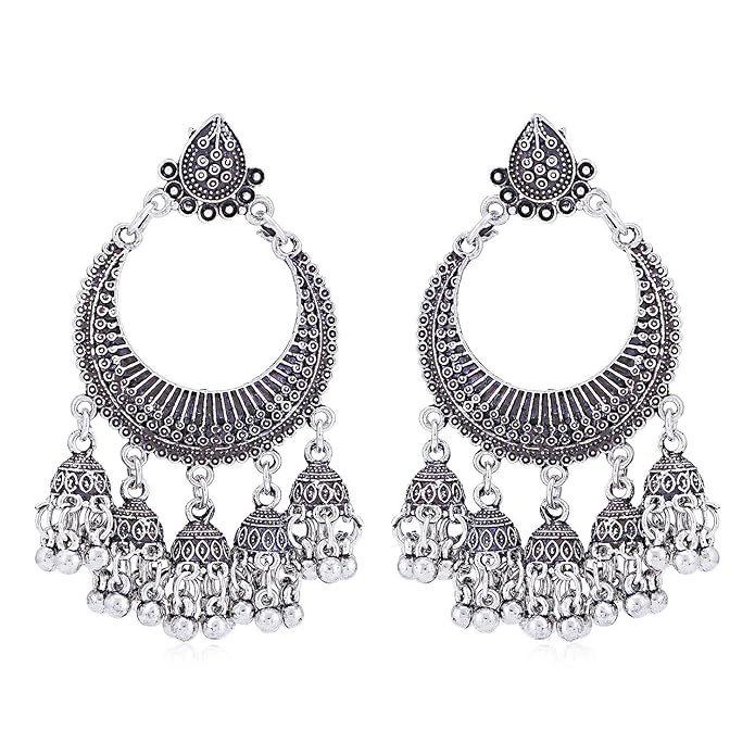 Stunning Oxidised Chandelier Earring for Women (SKR56739)