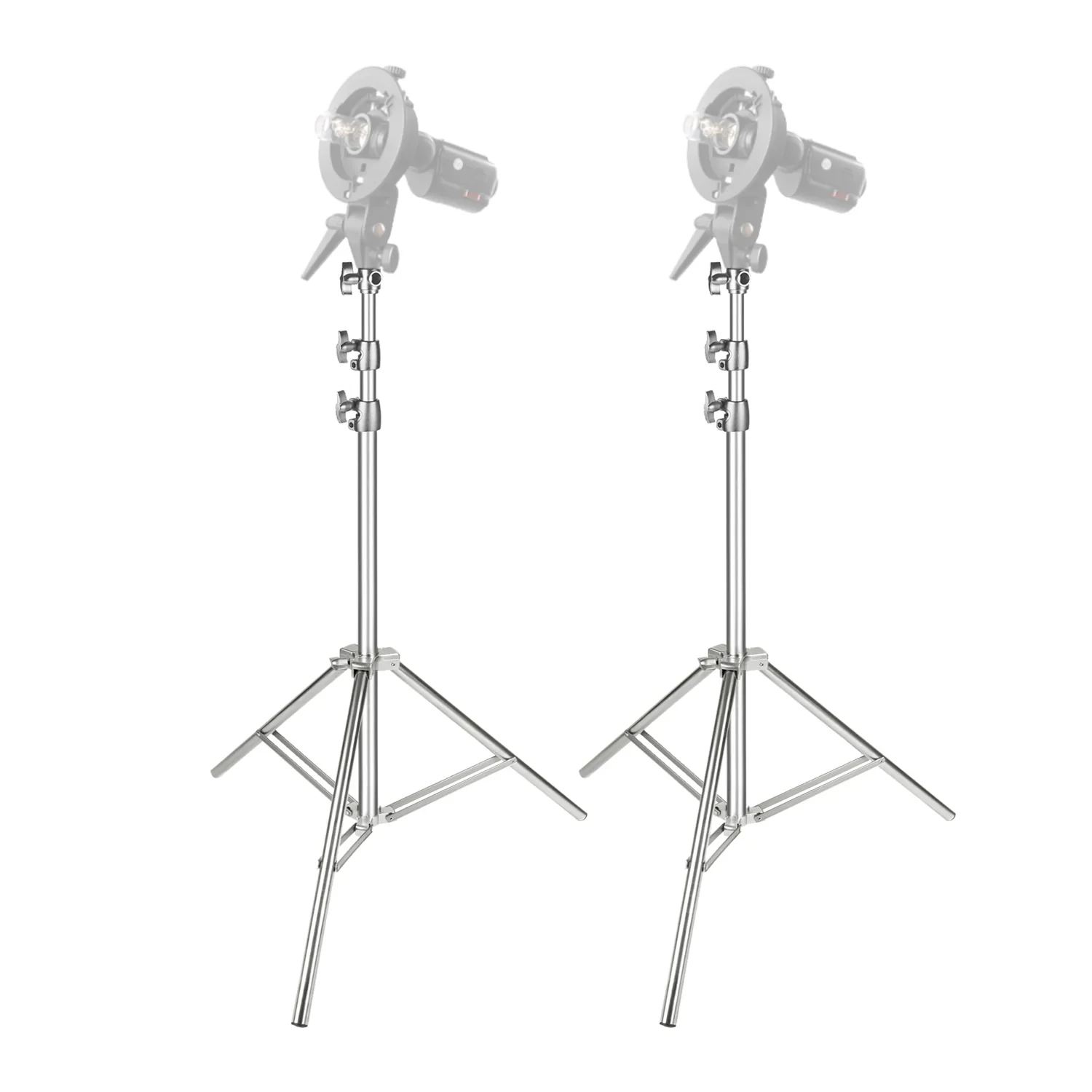 2 Pack 220cm Stainless Steel Photography Light Stand