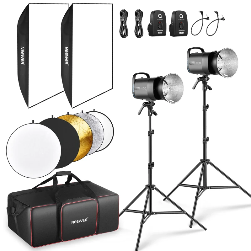 2 Pack S101-400W PRO 800Ws Studio Monolight Flash Light Kit