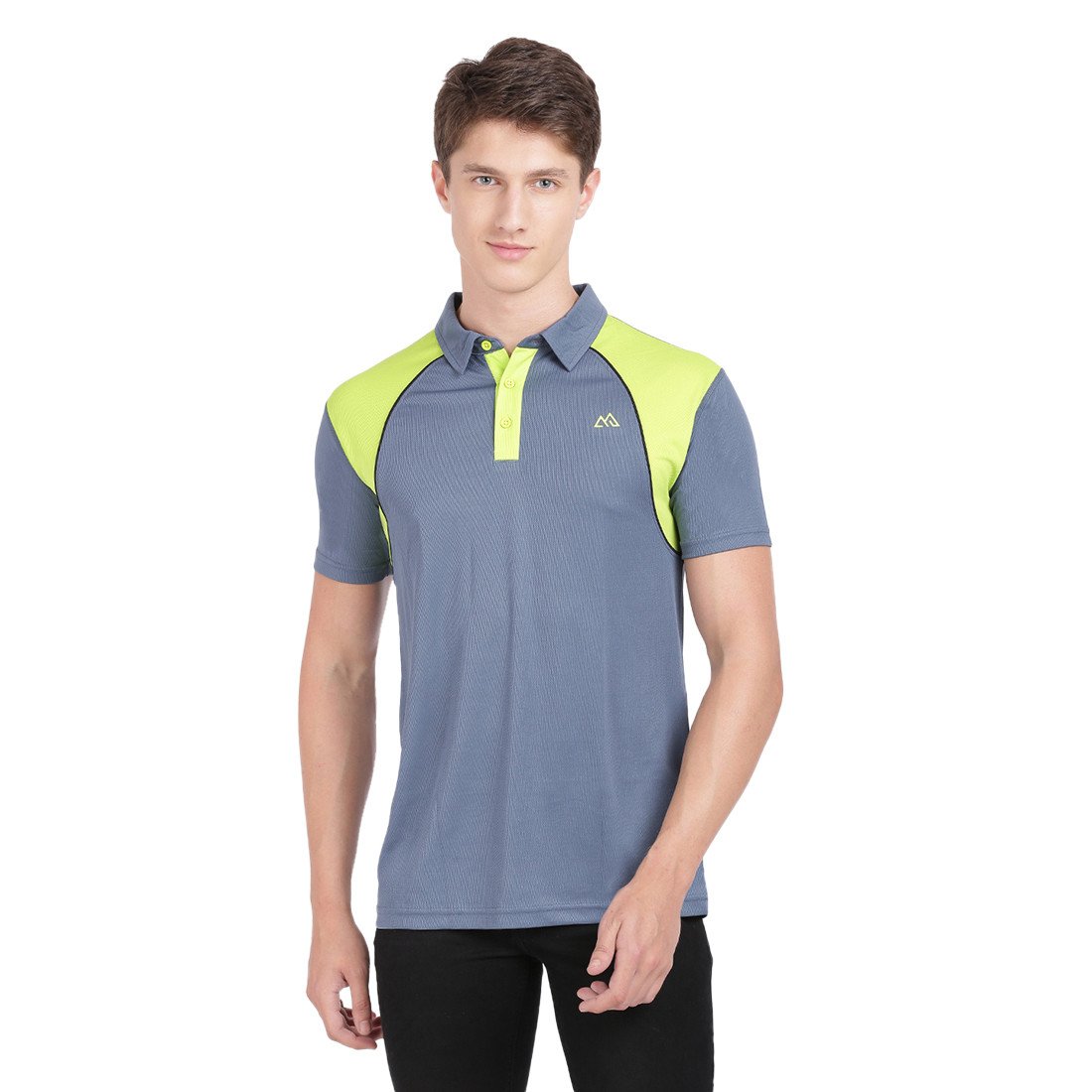 Bleualps Active Men's Polo T Shirt With Cut Panels In Fluorescent Colour | Sports T-Shirt | Workout T-Shirt