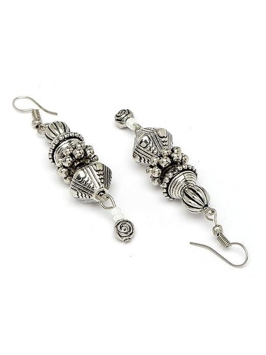 Sukkhi Ethnic Oxidised Silver Plated Stylish Beads Long Necklace Set And Earring | Jewellery Set For Women