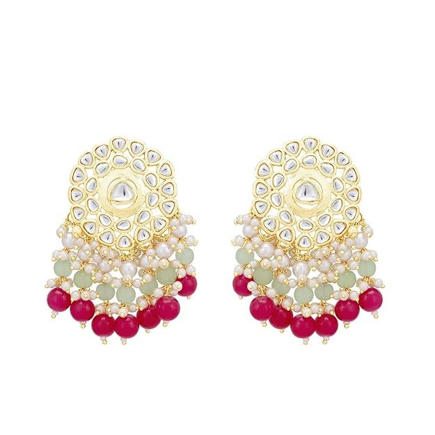 Lovely Pearl Gold Plated Kundan Dangle Earring for Women (E104354)